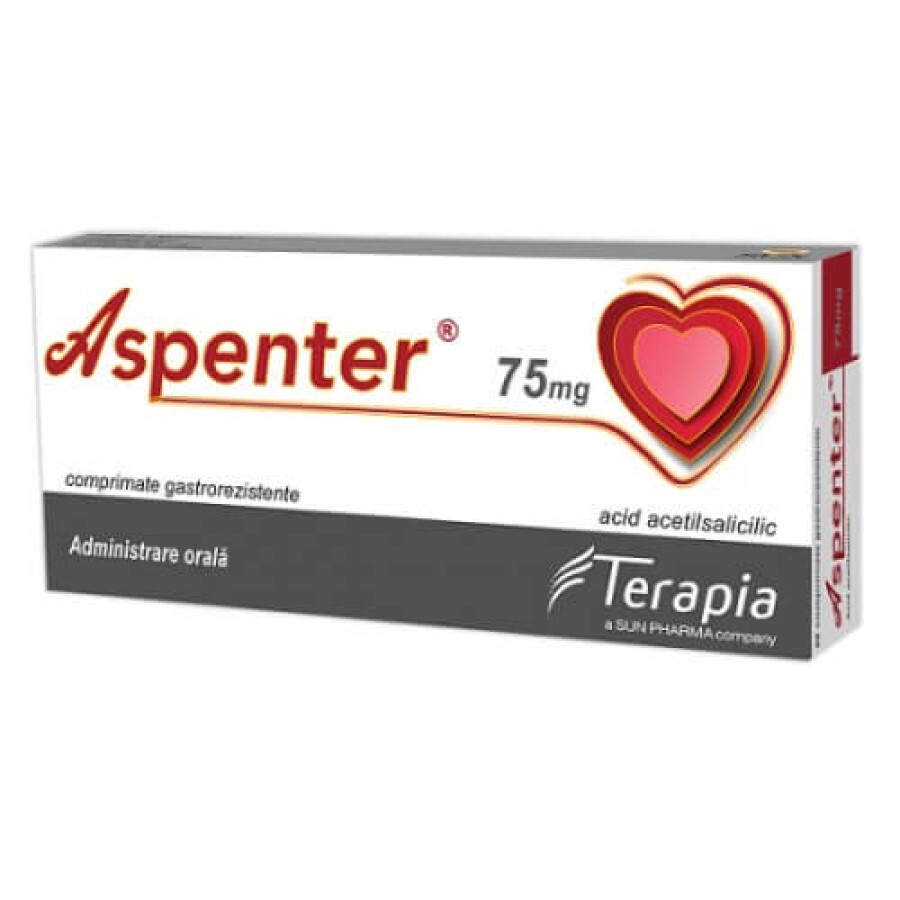  Аспентер (Aspenter) 75 мг, 28 желудочно-резистентных таблеток, Terapia: цены и характеристики