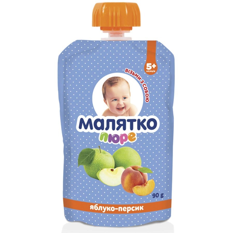 Детское пюре Малятко Яблоко-персик в пауче 90 г: цены и характеристики