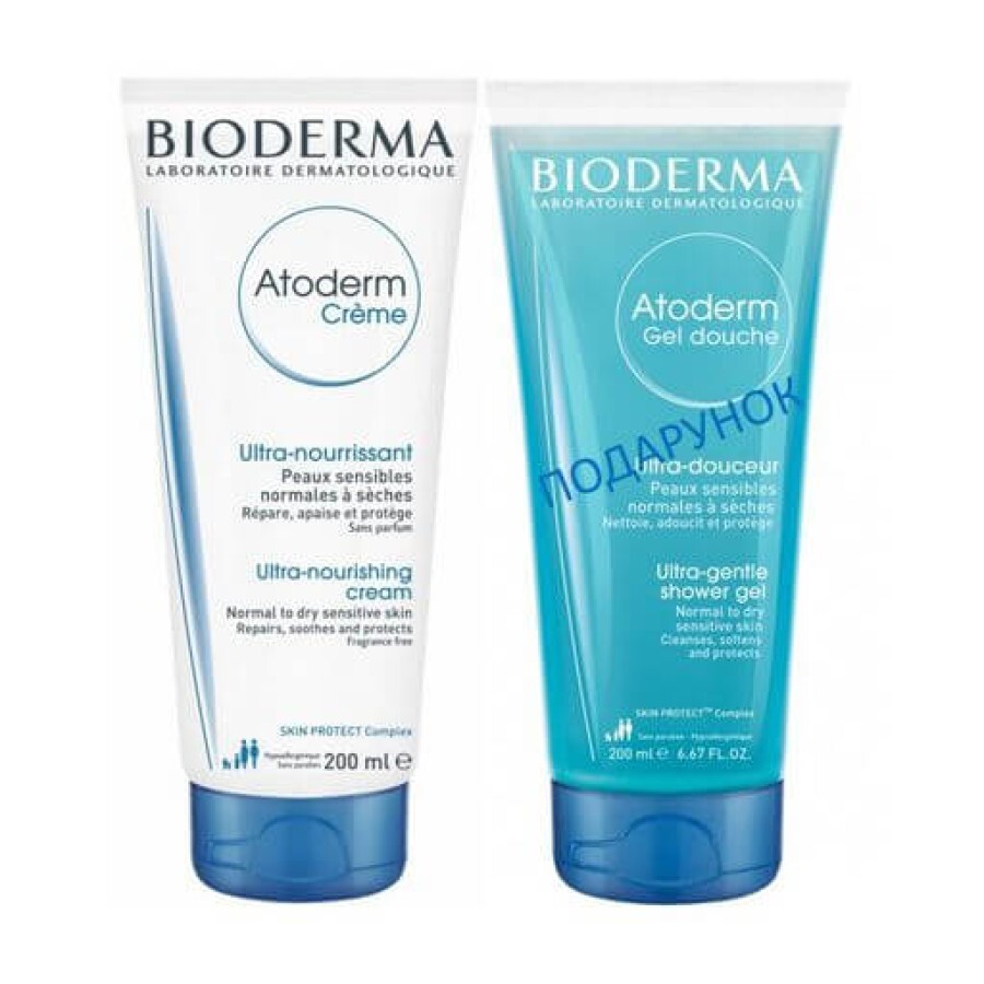 Набор Bioderma Atoderm крем, 200 мл + гель для душа очищающий, 200 мл: цены и характеристики