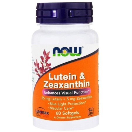 Добавка для зрения и здоровья глаз NOW Foods Lutein and Zeaxanthin 60 мягких капсул