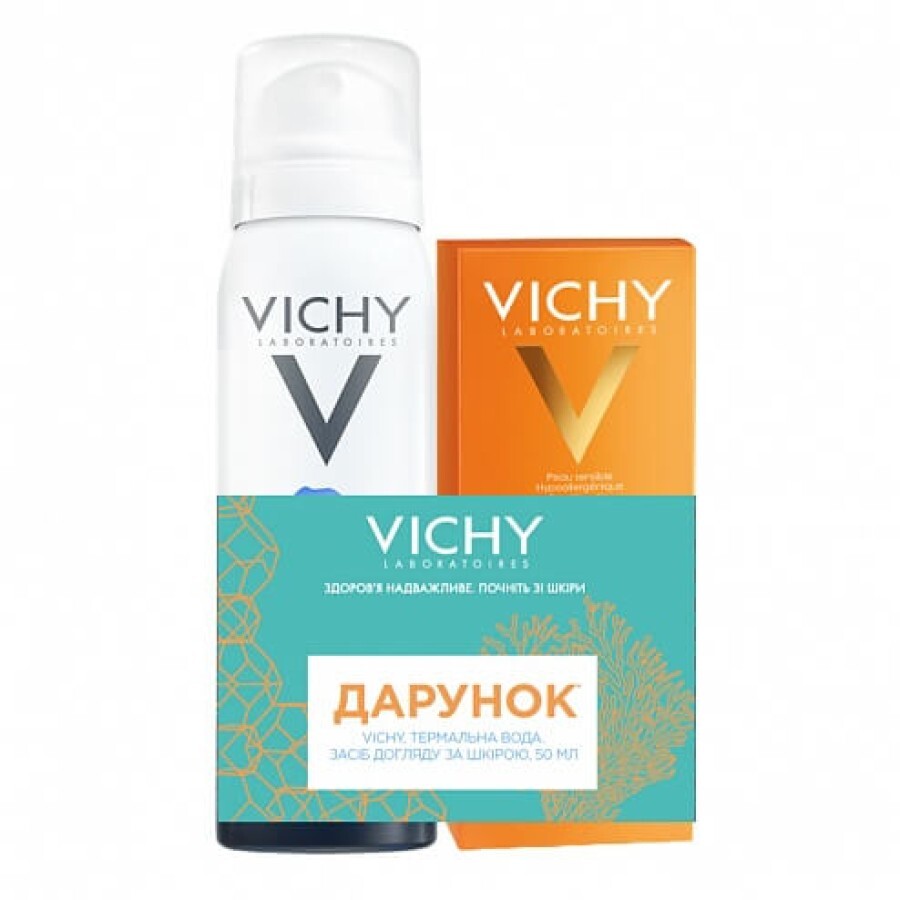 Набор Vichy Capital Soleil Флюид солнцезащитный матирующий для кожи лица SPF50 50 мл + Вода Vichy термальная 50 мл в подарок: цены и характеристики