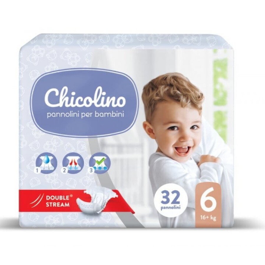 Подгузники детские Chicolino Middle 6 16+ кг 32 шт: цены и характеристики