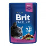 Консервы для кошек Brit Premium Cat Кусочки в соусе с курицей и индейкой для кошек 100 г пауч