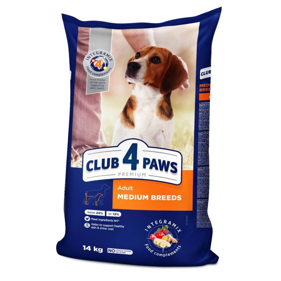 Сухой корм для собак Club 4 Paws Premium Adult Medium Breeds для средних пород 2 кг: цены и характеристики