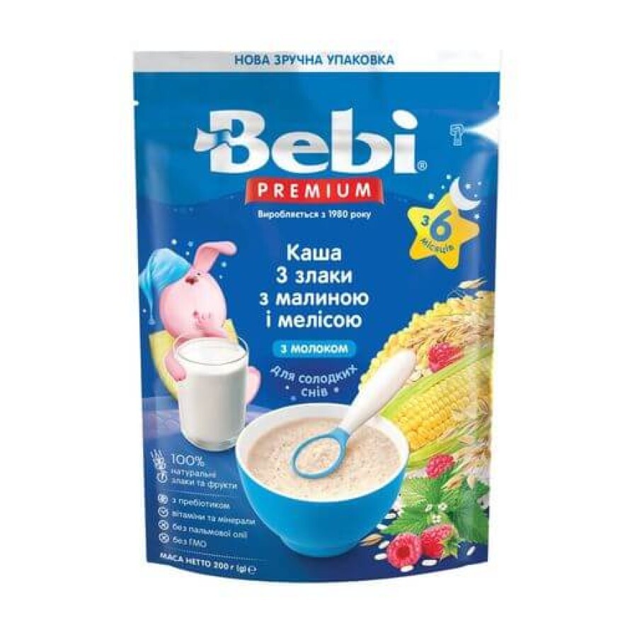 Дитяча каша Bebi Premium 3 злаки Малина та Меліса молочна 200 г: ціни та характеристики