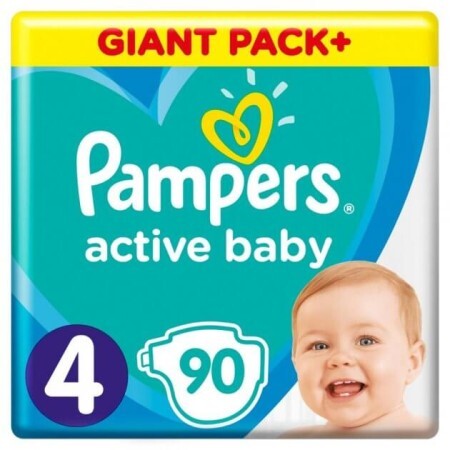 Подгузники Pampers Active Baby Maxi Размер 4 (9-14 кг), 90 шт