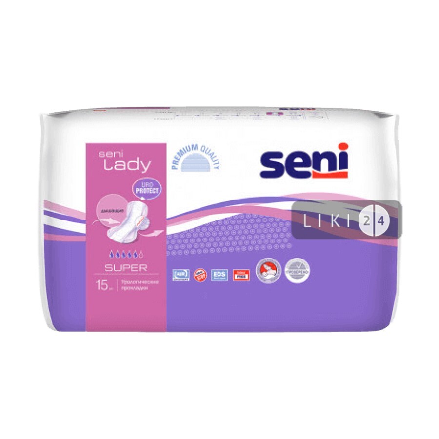 Урологические прокладки Seni Lady Super 15 шт: цены и характеристики