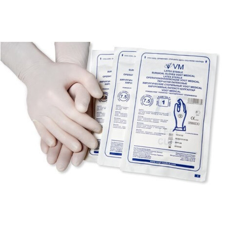 Перчатки хирургические Vogt Medical латексные стерильные неприпудреные размер 8, №2: цены и характеристики