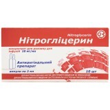 Нитроглицерин 10 мг/мл концентрат для раствора для инфузий, ампулы 2 мл, №10