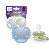 Philips Avent Ультра м'яка пустушка Philips Avent Ультра м'яка пустушка, синьо-зелена, 0-6 місяців, SCF091/37, 2 штуки, Philips