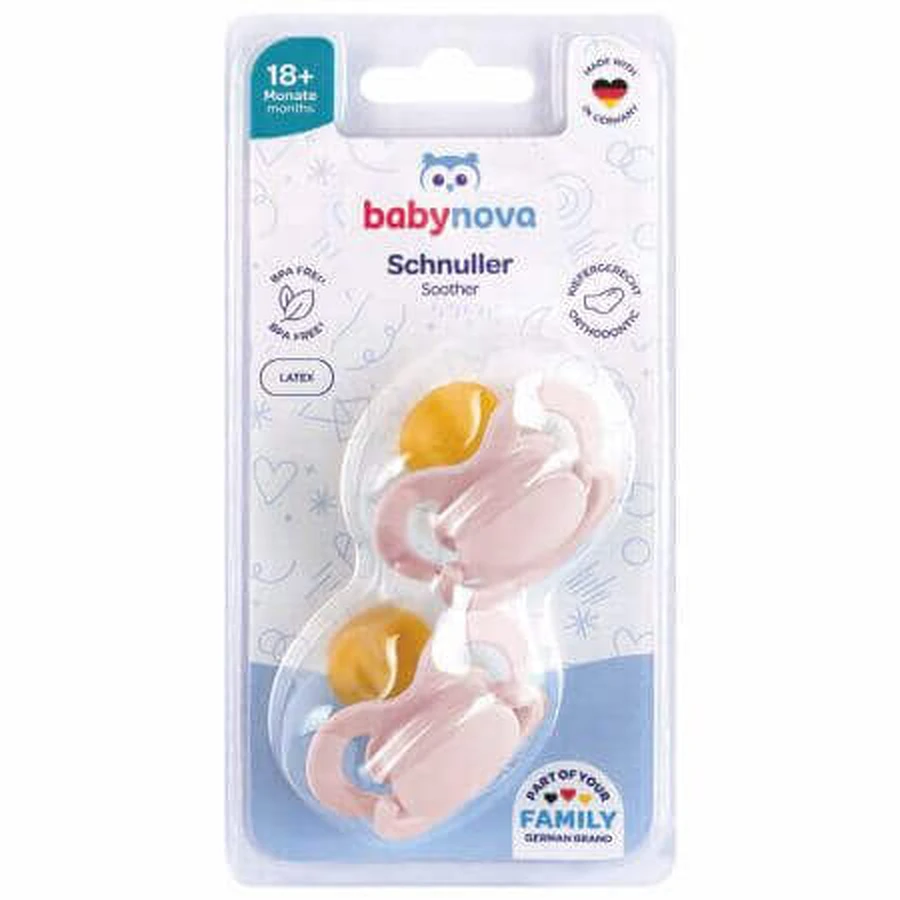 Латексні ортодонтичні пустушки, різнокольорові, 18 місяців+, 2 шт, Baby Nova: ціни та характеристики