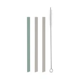 Набір з 3 силіконових соломинок + щіточка для чищення Platinum, Sage Green, Kikka Boo
