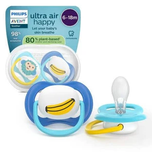 Philips Avent Ultra Air Pacifier, Monkey, 6-18 месяцев, SCF080/26, 2 штуки, Philips