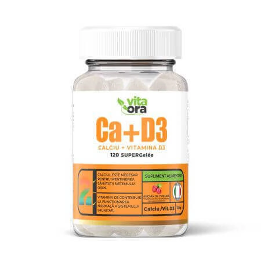 Супержеле Ca+D3, со вкусом малины, 120 драже, Vita Ora: цены и характеристики