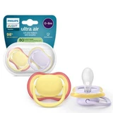 Пустышка Ultra Air, фиолетовая/желтая, 0-6 месяцев, SCF087/03, 2 шт, Philips Avent