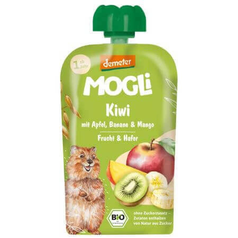 Органическое пюре с киви, бананом, яблоком, манго и овсом, 1 год+, 100 г, Mogli: цены и характеристики