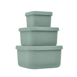 Набор из 3 детских силиконовых баночек для закусок Platinum, Sage Green, Kikka Boo