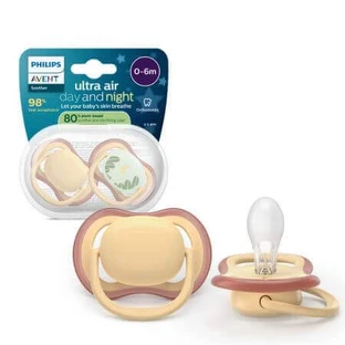 Фосфоресцентні пустушки Ultra Air, жовті, 0-6 місяців, SCF087/09, 2 шт, Philips Avent