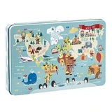 Пазл XL Карта мира, 24 х 48 см, 3 года+, 24 детали в металлической коробке, Apli Kids