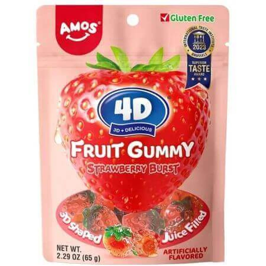 Клубничное желе 4D Fruit Gummy Strawberry, 65 г, Amos: цены и характеристики