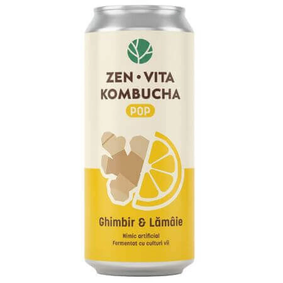 Ферментований чайний напій з імбиром та лимоном Kombucha Pop, 330 мл, Zenvita: ціни та характеристики