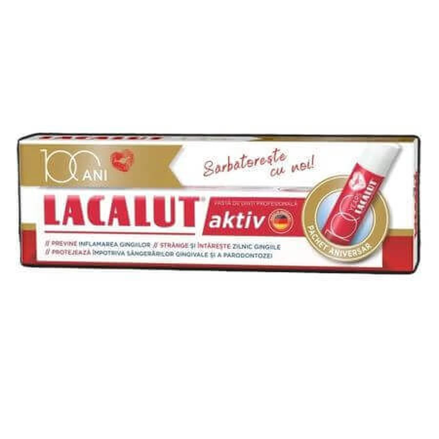 Упаковка Lacalut Aktiv Зубна паста 75 мл + Бальзам для губ 1 шт, Lacalut: ціни та характеристики