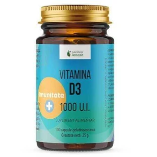 Вітамін D3, 1000 МО, 100 м'яких гелів, Remedia