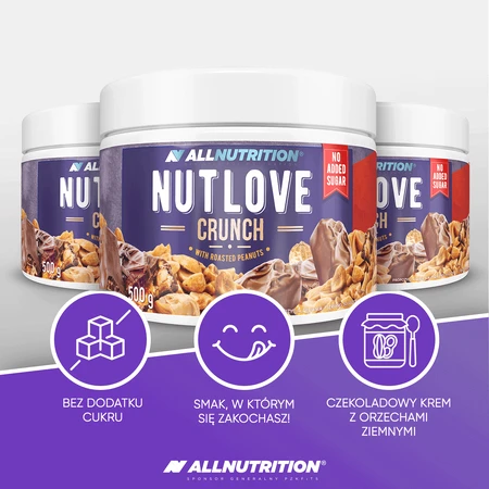 Allnutrition Nutlove Crunch, молочно-горіховий крем, без додавання цукру, 500 г: ціни та характеристики