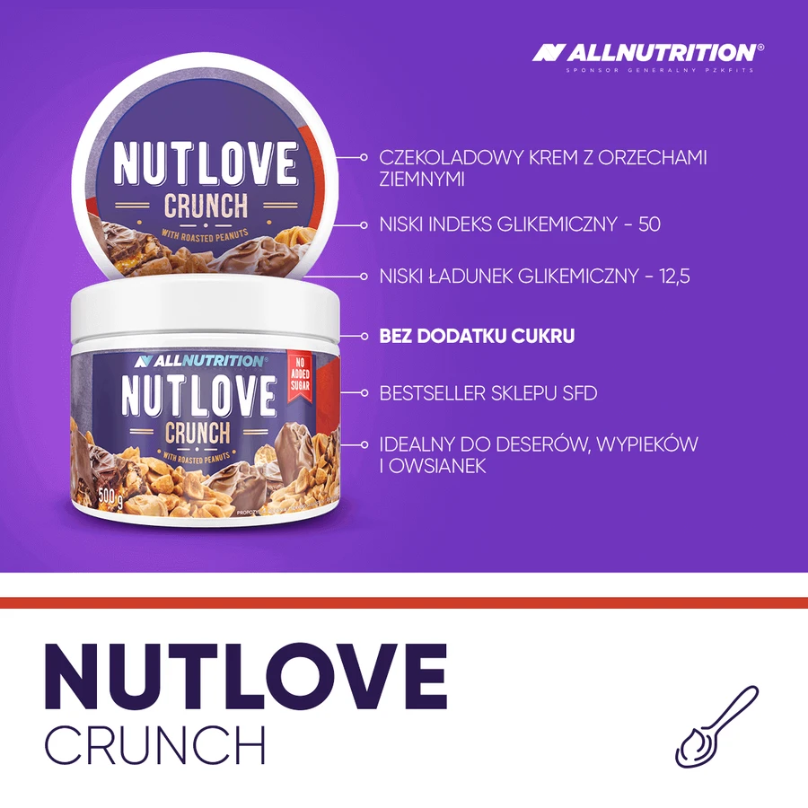 Allnutrition Nutlove Crunch, молочно-горіховий крем, без додавання цукру, 500 г: ціни та характеристики