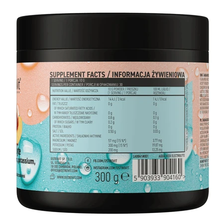 Електроліти OstroVit Aqua Kick, порошок, персиковий смак, 300 г: ціни та характеристики