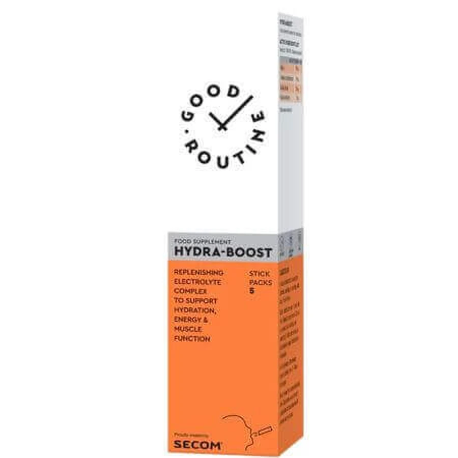 Регідратаційні солі Hydra-Boost Good Routine, 5 пакетиків по 50 мл, Secom: ціни та характеристики