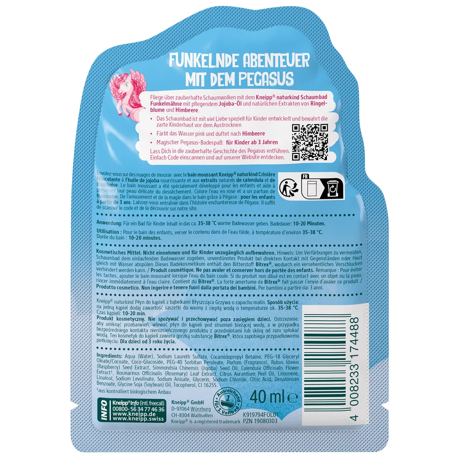Kneipp Naturkind Блискуча грива, рідина для піни для ванн, малина, 40 мл: ціни та характеристики