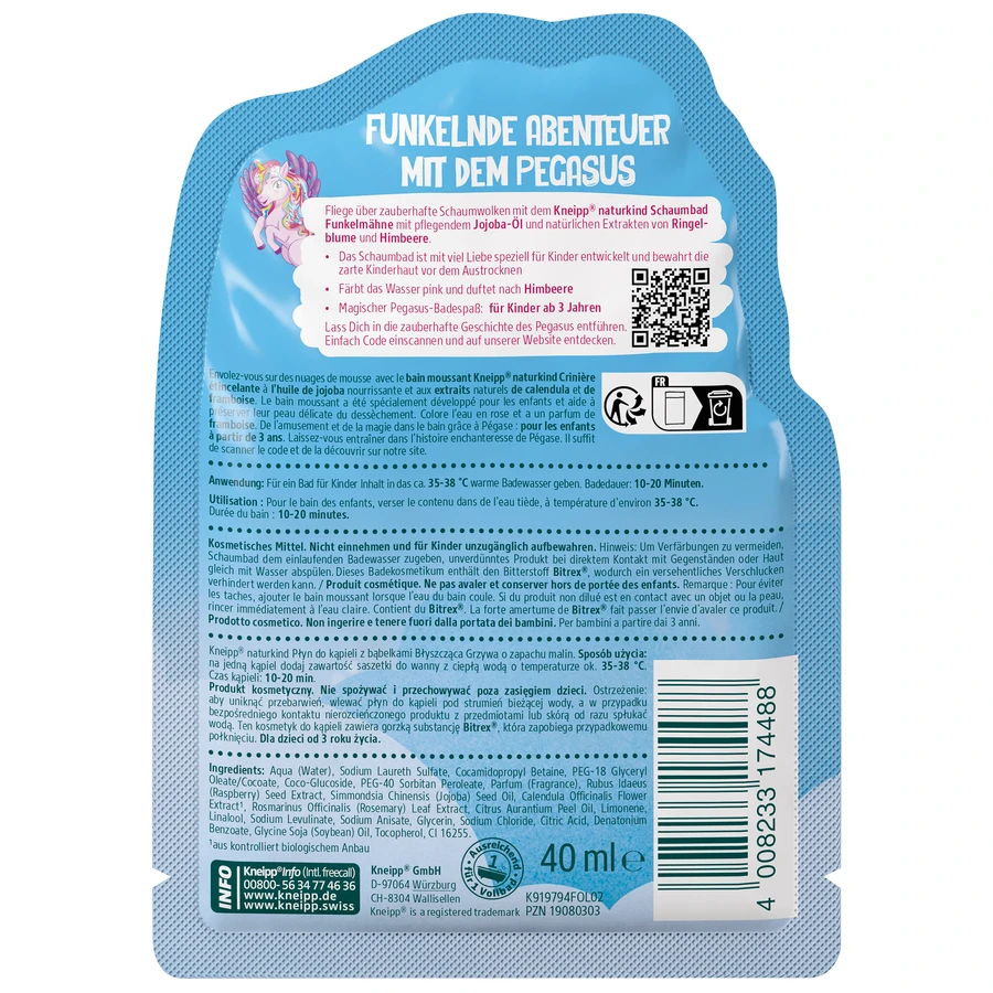 Kneipp Naturkind Блискуча грива, рідина для піни для ванн, малина, 40 мл: ціни та характеристики