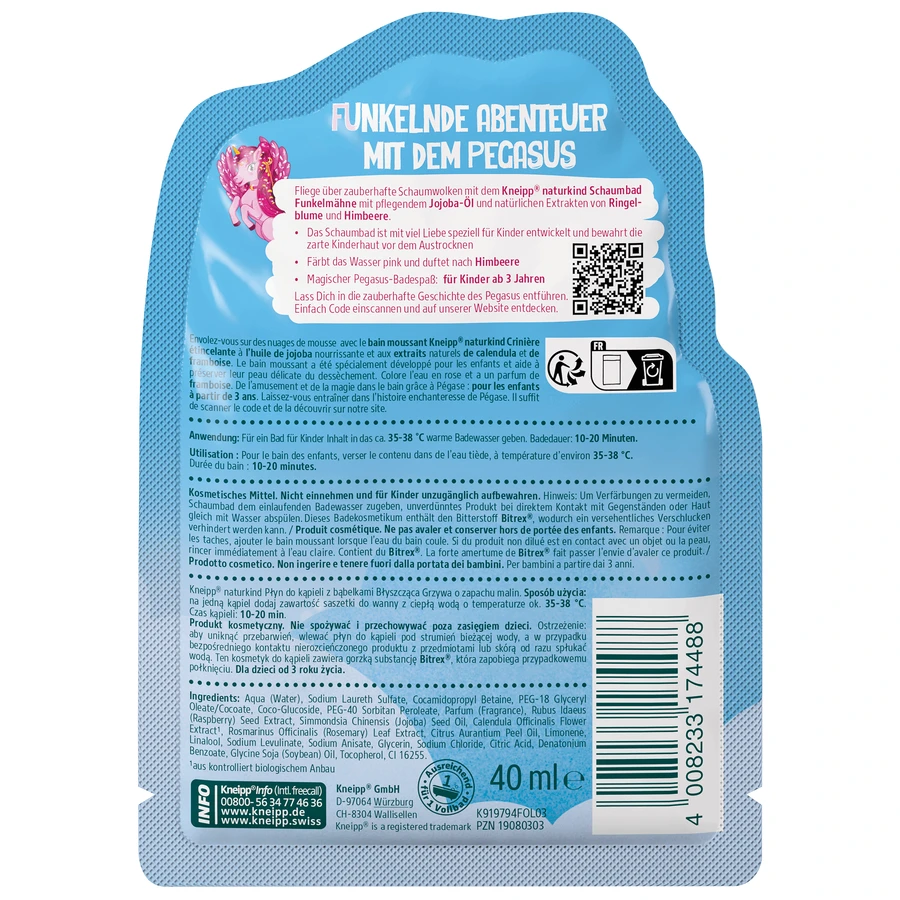Kneipp Naturkind Блискуча грива, рідина для піни для ванн, малина, 40 мл: ціни та характеристики