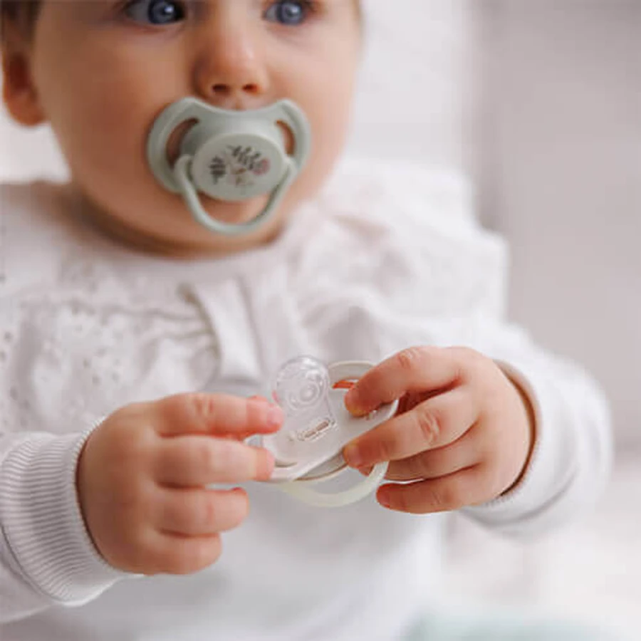 BabyOno, пустышка, 18 месяцев, симметричная, силикон, серая, 2 штуки: цены и характеристики