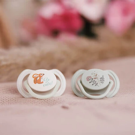 BabyOno, пустышка, 18 месяцев, симметричная, силикон, серая, 2 штуки: цены и характеристики