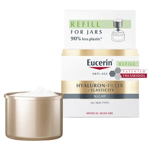 Eucerin Hyaluron Filler + Elasticity, укрепляющий ночной крем против морщин с тиамидолом, запасной, 50 мл