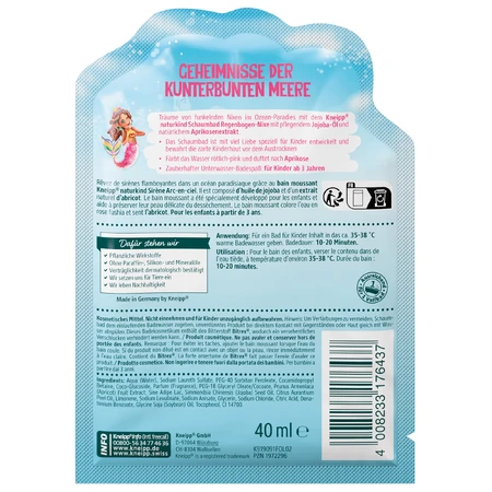 Kneipp Naturkind Rainbow Mermaid, жидкость для пены для ванны, абрикос, 40 мл: цены и характеристики
