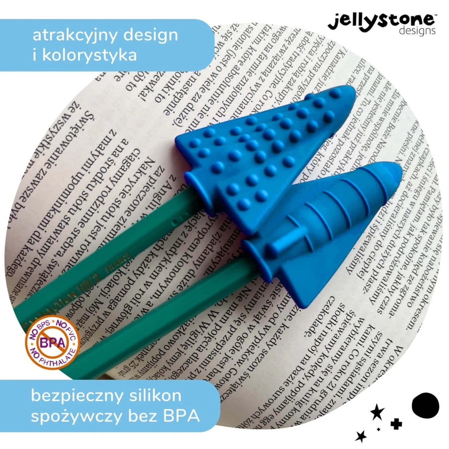Jellystone Designs, ковпачки для олівців-антистрес, сині, 2 штуки: ціни та характеристики