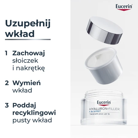 Eucerin Hyaluron-Filler, денний крем проти зморшок з гіалуроновою кислотою, для всіх типів шкіри, SPF 15, резерв, 50 мл: ціни та характеристики