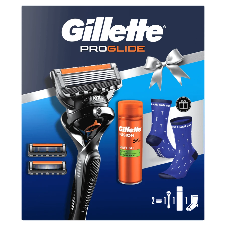 Набір Gillette ProGlide FlexBall, бритва, 1 шт + леза, 2 шт + гель для гоління, 200 мл + шкарпетки: ціни та характеристики