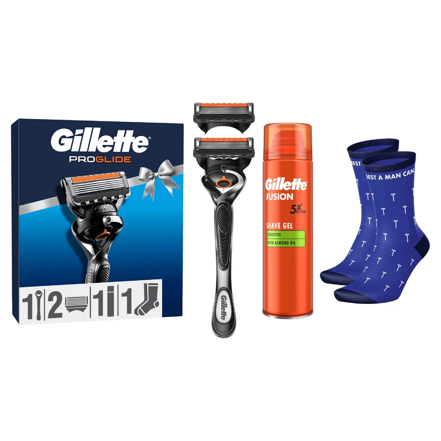 Набір Gillette ProGlide FlexBall, бритва, 1 шт + леза, 2 шт + гель для гоління, 200 мл + шкарпетки: ціни та характеристики