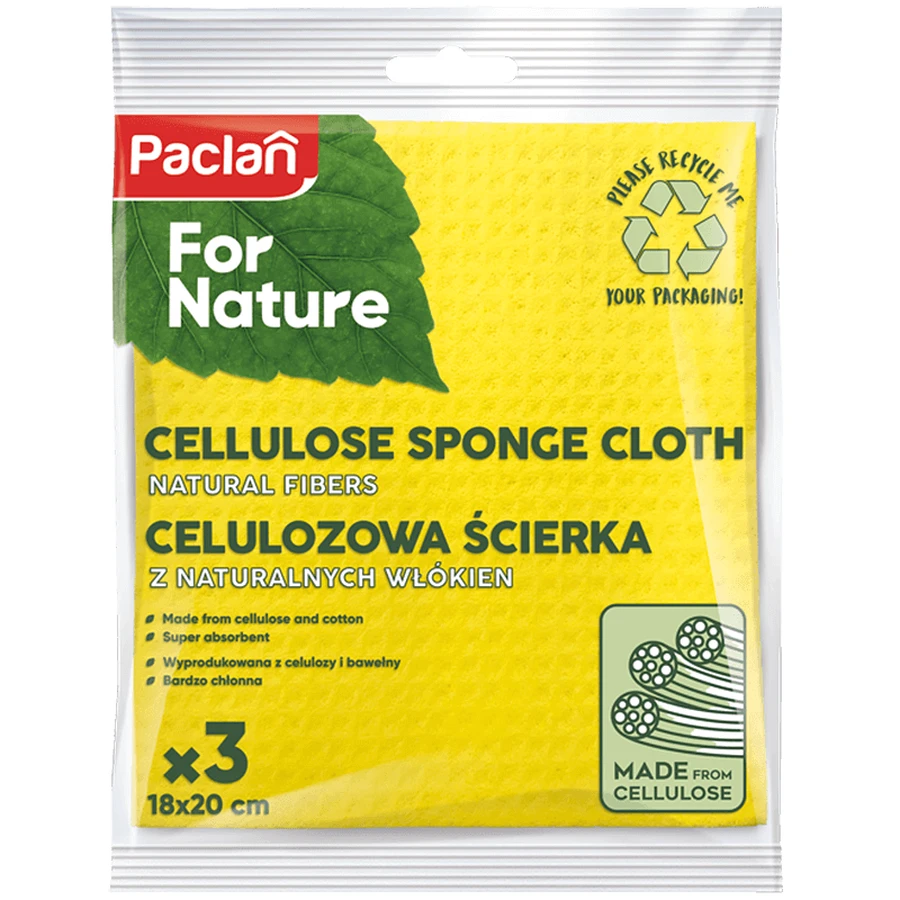 Paclan For Nature, серветка з целюлозної губки, 3 штуки: ціни та характеристики