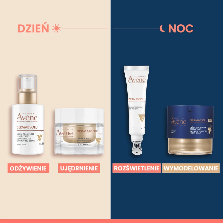 Avene Dermabsol Rejuvenating Day Care Kit, денний крем для формування овалу обличчя, 50 мл + крем для контуру очей, 15 мл: ціни та характеристики