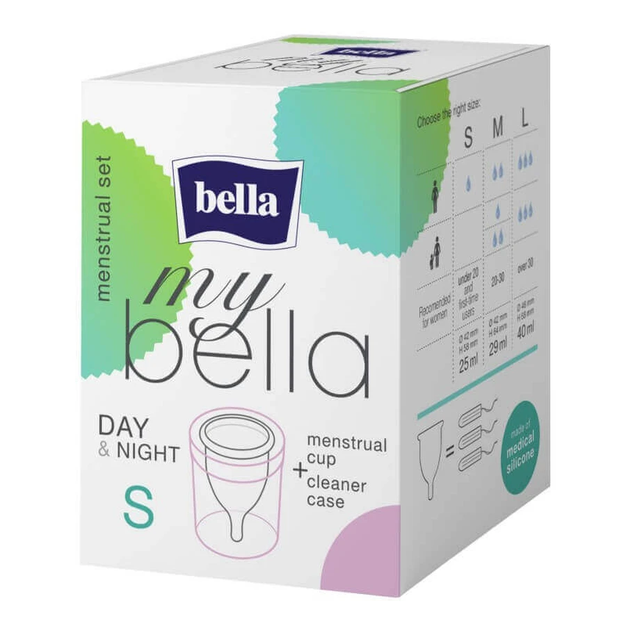 My Bella, менструальна чаша Day & Night, прозора, розмір S + контейнер для дезінфекції: ціни та характеристики