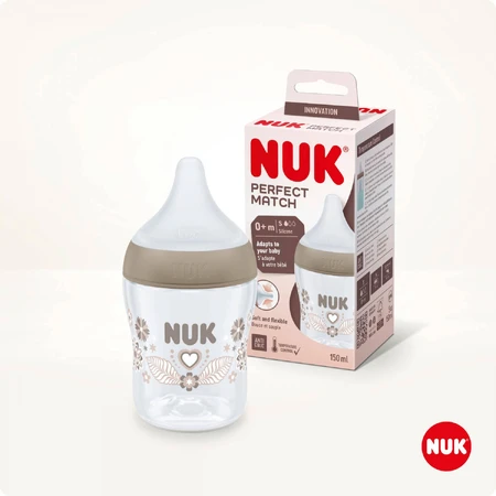 NUK Perfect Match, пляшечка проти кольок з силіконовою соскою, розмір S, сердечка, від народження, 150 мл: ціни та характеристики