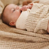 BabyOno, плед трикотажний, бавовняний, бежевий, 75 см х 100 см, 1 штука