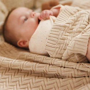 BabyOno, вязаное одеяло, хлопок, бежевый, 75 см x 100 см, 1 шт.