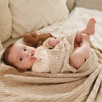 BabyOno, вязаное одеяло, хлопок, бежевый, 75 см x 100 см, 1 шт.: цены и характеристики