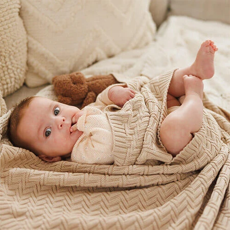 BabyOno, вязаное одеяло, хлопок, бежевый, 75 см x 100 см, 1 шт.: цены и характеристики